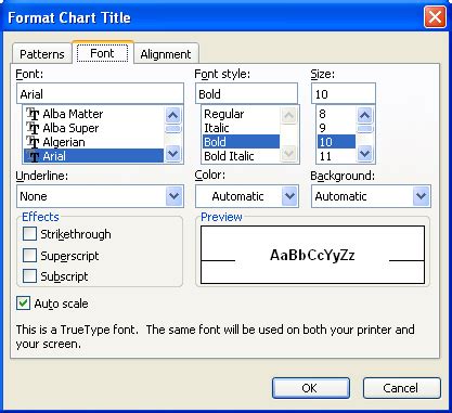 Selecting Fonts For A Chart Microsoft Word