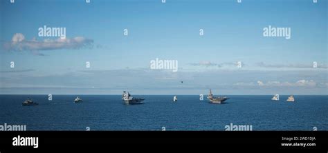 A fleet of naval ships from the Royal Navy, Royal Norwegian Navy and U.S. Navy Stock Photo - Alamy