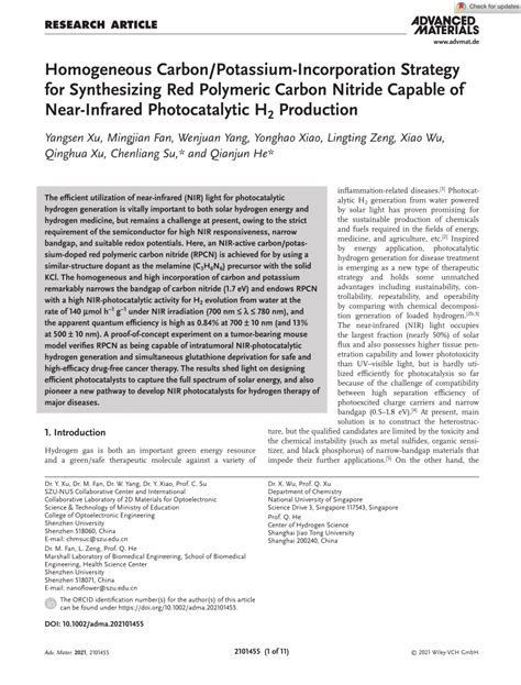 Pdf Homogeneous Carbonpotassium‐incorporation Strategy For