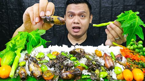 MUKBANG CUMI HITAM PETE CAABE RAWIT IJO BALADO DAUN PEPAYA LALAPAN