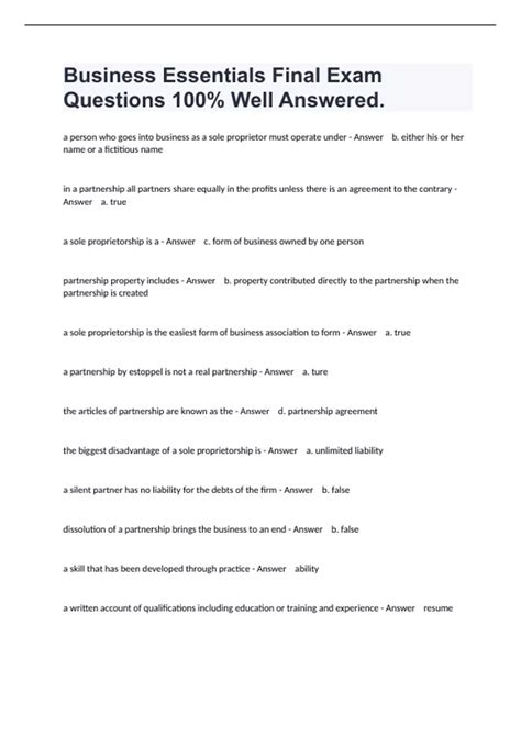 Business Essentials Final Exam Quizlet 3