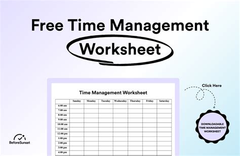 Free Time Management Worksheet Worksheets Library