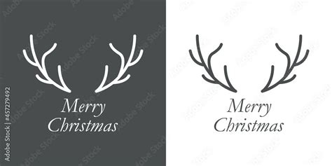 Banner Con Frase Merry Christmas Con Silueta De Astas De Cabeza De Reno