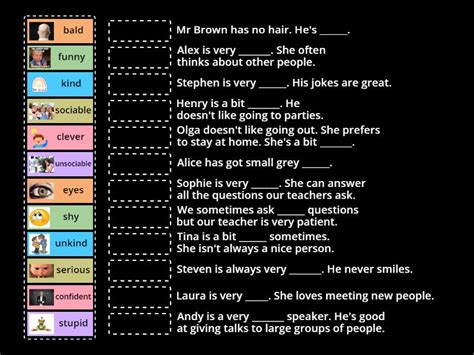 Focus Unit Appearance Adjective Order Personality Match Up