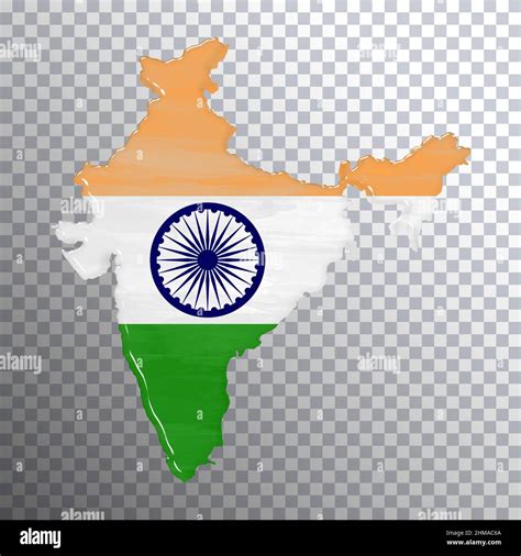 India Flag And Map Transparent Background Clipping Path Stock Photo