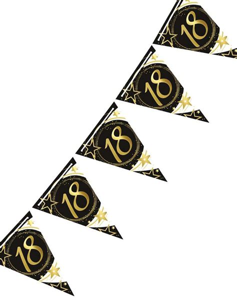 3 meter lång svartvit flagga med guldbokstäver - 18 ÅR - Flaggbanner ...