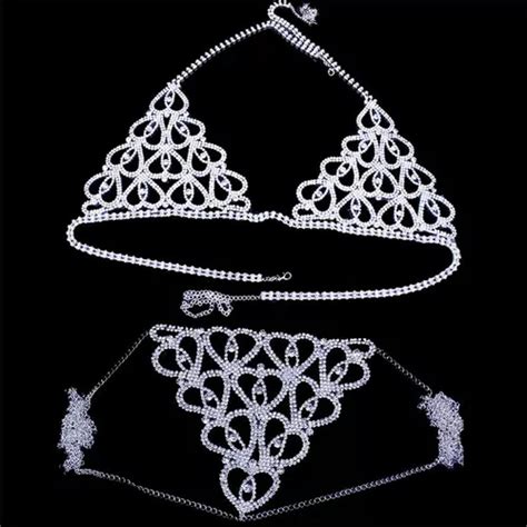 Conjunto De Bikini De Cadena De Cuerpo De Cristal Traje Meses Sin