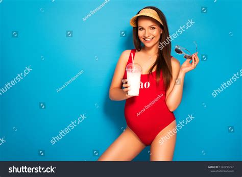 Sexy Brunette Pregnant Woman Long Hair Stock Photo Shutterstock