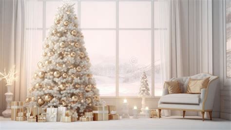 An Elegant And Cozy White Christmas Background With Beautifully Wrapped