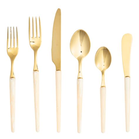 Blonde Horn And Gold Flatware The Confetti Studio