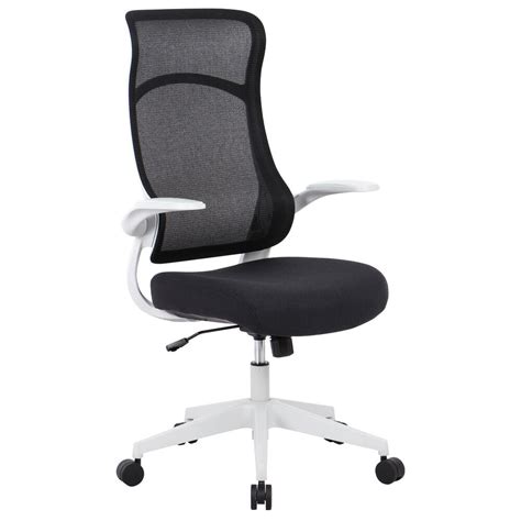 Ergonomic High Back Mesh Office Chair With Flip Up Arms Black Moustache