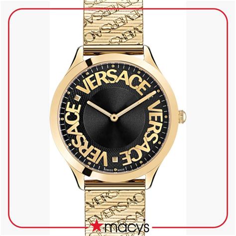 Versace Womens Swiss Logo Halo Gold Ion Plated Stainless Steel