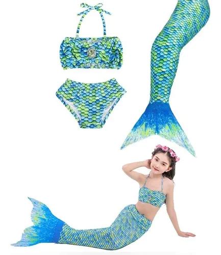 Traje De Ba O De Cola De Sirena Bikini Ni As Nadar Ropa Env O Gratis