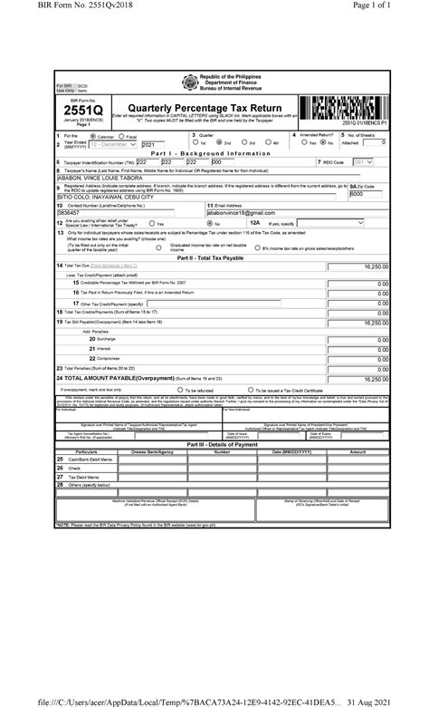 Btt A Bir Tax Q Form Bir Form No Q January Encs