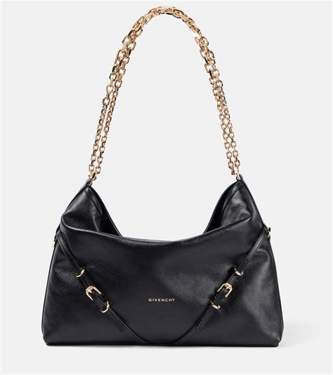 Voyou Chain Medium Leather Shoulder Bag In Black Givenchy Mytheresa