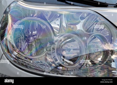 closeup image   modern car head lamp stock photo alamy