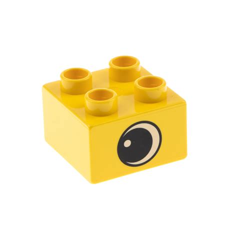 1x Lego Duplo Bau Motivstein gelb bedruckt Auge weiß schwarz 3437pe1