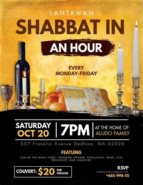 Yellow Shabbat Dinner Flyer Invite In 2020 Holiday Poster Party