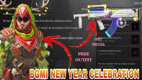 New Year Gift Bgmi Celebration Get Free Groza Skin And Outfit Youtube