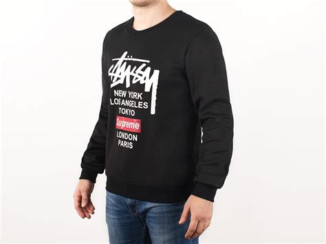 Свитшот Stussy цвет черный купить по цене 2790 рублей в интернет ...