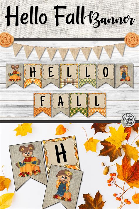 Warm plaid Fall theme banner with cute scarecrow graphics to add that ...