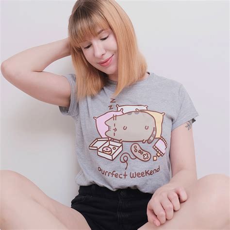 Pusheen Purrfect Weekend T Shirt Pour Femmes Gris Elbenwald