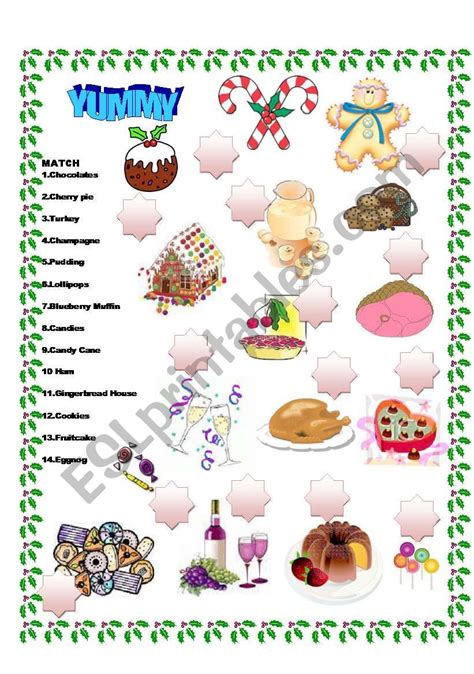 Yummy Match Esl Worksheet By Ilona