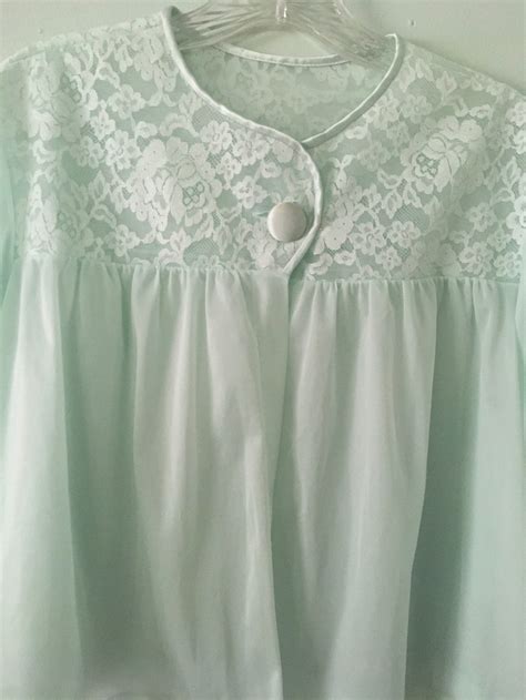 Vintage Vanity Fair Bed Jacket S Green Nylon Lingerie Etsy
