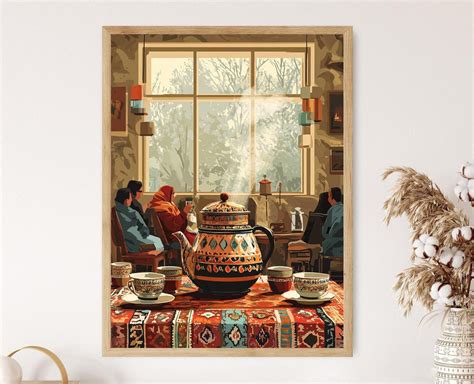 Afghan Tea Ceremony Art Print Cultural Heritage Decor Poster Etsy