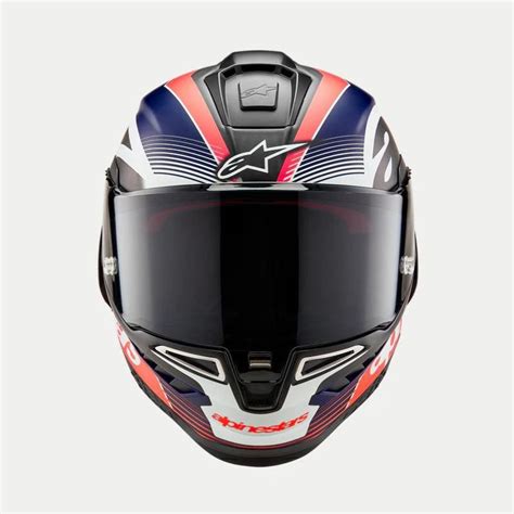 Casco Alpinestar Supertech R Team Black Carbon Red Fluo Blue Mate