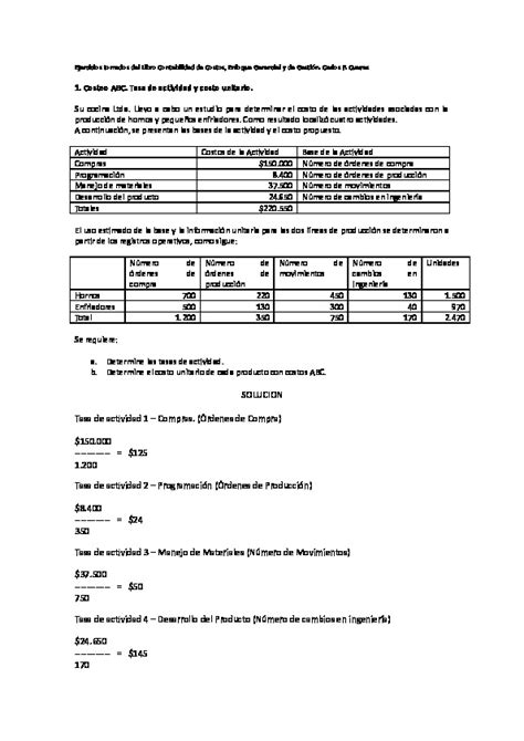 EJERCICIOS De Costos ABC Resueltos PDFCOFFEE