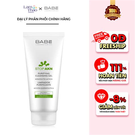 Gel Rửa Mặt Cho Da Dầu Mụn Laboratorios BABE Stop AKN Purifying Cleans