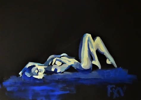 Blue Nude Painting By Fx Vaudeleau Saatchi Art