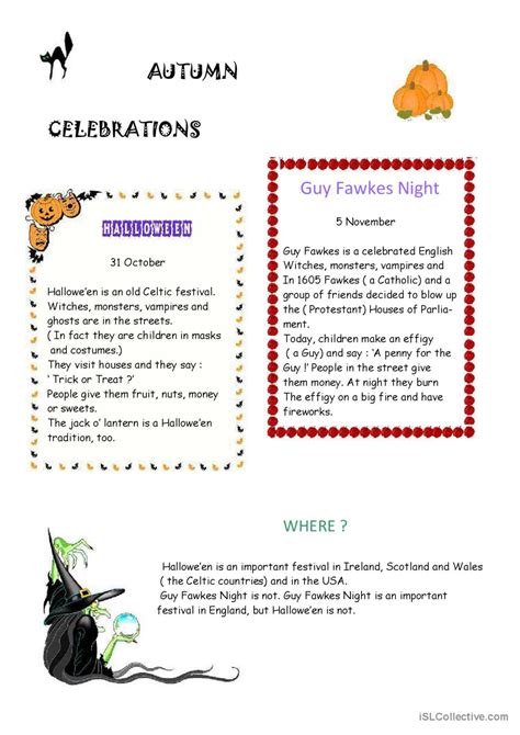 Autumn Festivals Reading For Detail English Esl Worksheets Pdf Doc