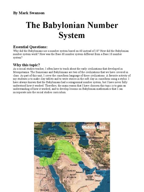 The Babylonian Number System: by Mark Swanson | PDF | Cuneiform | Numbers