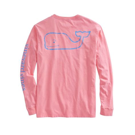 Vineyard Vines Long Sleeve Vintage Whale Pocket T Shirt In Strawberry