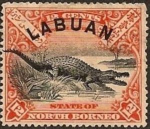 Stamp Saltwater Crocodile Crocodylus Porosus Labuan North Borneo