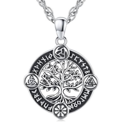 Collier Arbre De Vie En Argent Sterling Viking Pendentif Collier