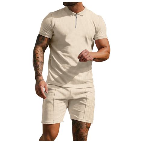 Summer Savings Clearance Stamzod Men Tracksuit 2 Piece Short Sleeve