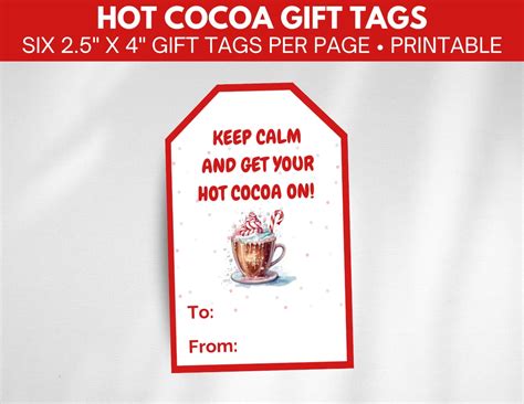 Printable Hot Cocoa Gift Tags Appreciation Gift Tags Hot Chocolate