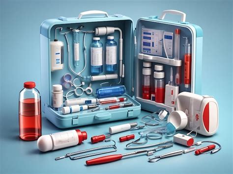 Kit médico de farmácia coleta de equipamentos médicos 3d realistas