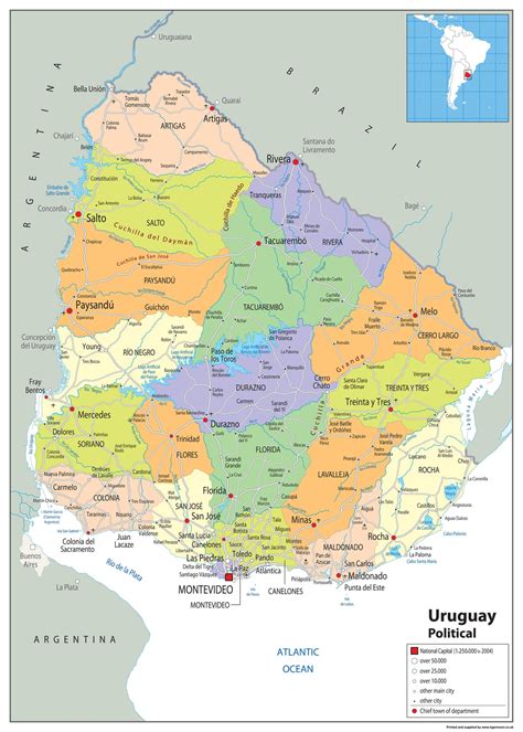 Uruguay Political Map– I Love Maps