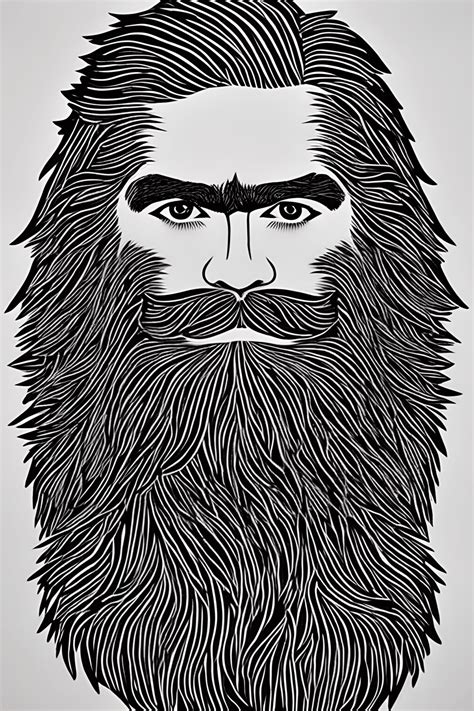 Handsome Masculine Bearded Gay Man LinoCut Art Creative Fabrica