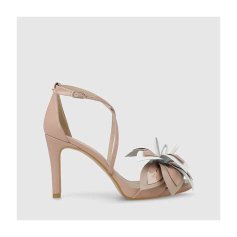 Sandalias de tacón de mujer en charol de color nude I LODI Zapatos de mujer online
