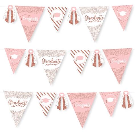 Rose Gold Grad Diy Graduation Party Pennant Garland Decoration