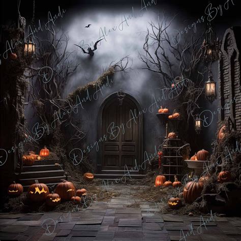 Haunted House Backdrop Background Digital Birthday Child Photo Shoot