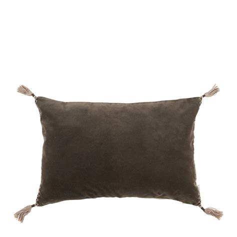 Housse De Coussin MATTEO En Velours De Coton Et Lin Gris Charbon 60