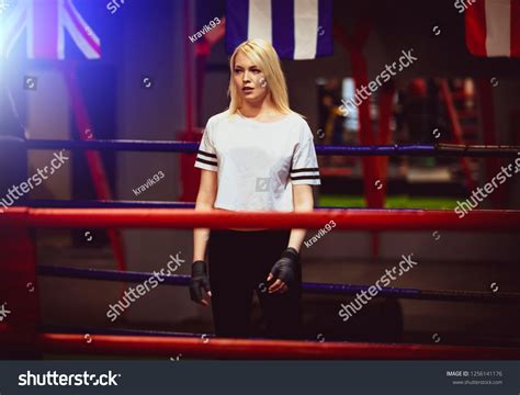 Sexy Sport Blonde Girl Boxer Posed Stock Photo 1256141176 Shutterstock