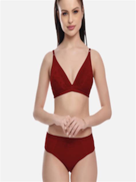 Buy FIMS Women Maroon Self Design Lingerie Set MTR Safal Set Maroon B Lingerie Set For Women