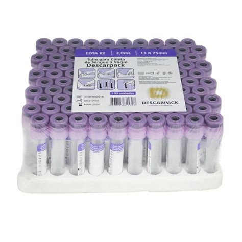 Tubos Roxo Ml Edta K Para Coleta De Sangue A V Cuo Un